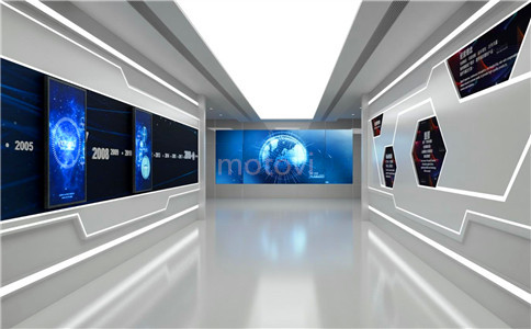 互动滑轨屏应用数字展厅展示企业发展历程_motovi