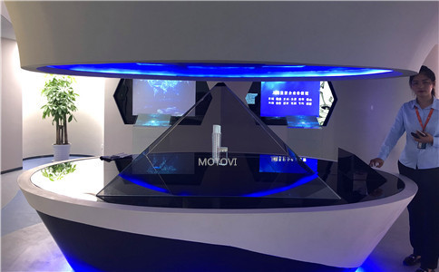 360度全息幻影成像展示柜应用于企业多媒体展厅设计_产品立体展示