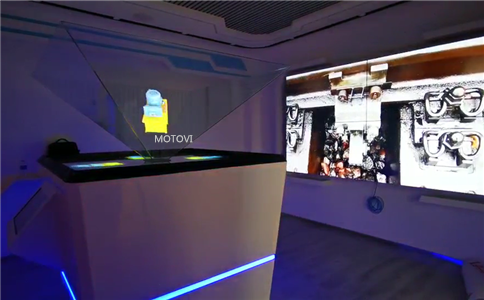 360度全息幻影成像展示柜应用于企业展厅设计_立体展示产品细节